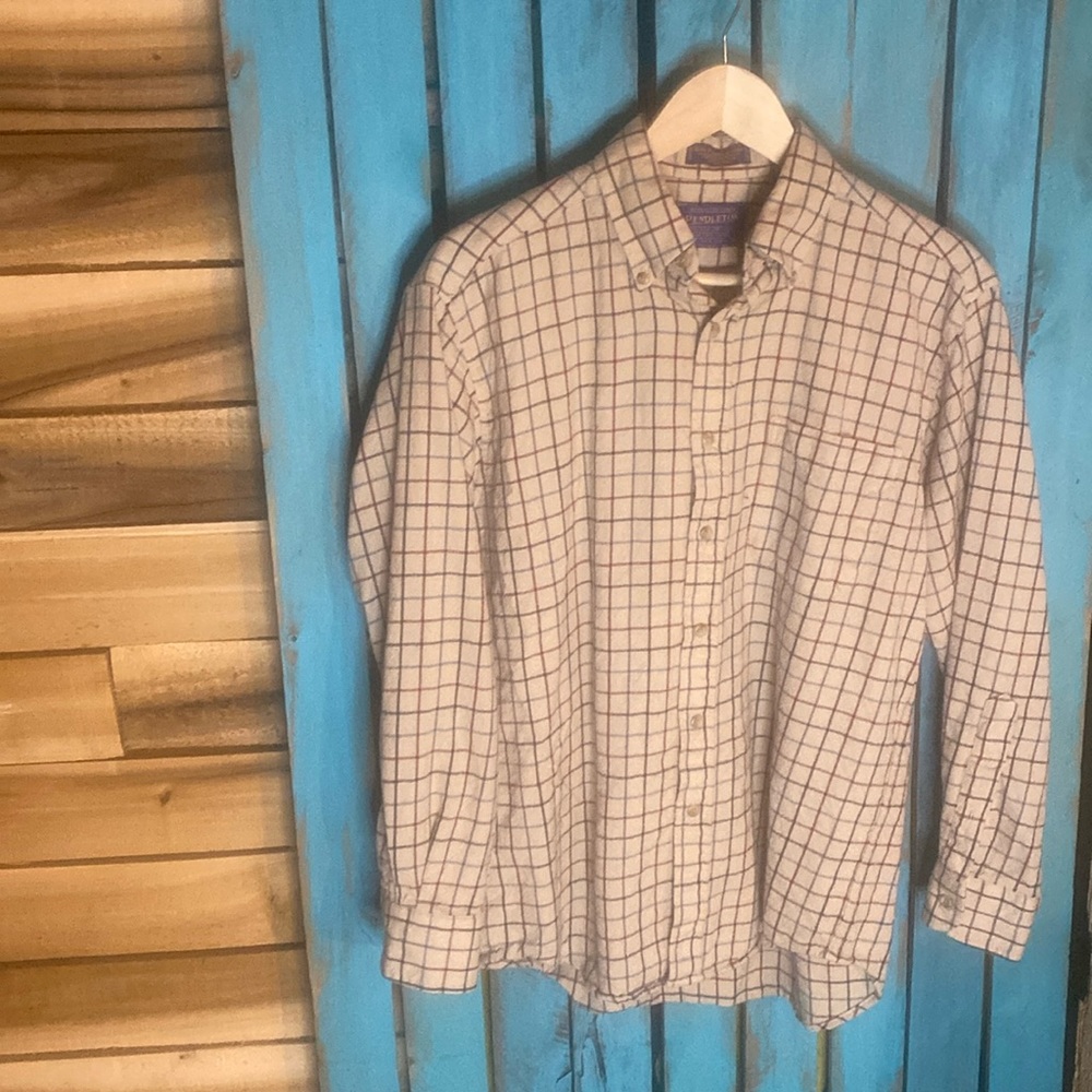 Y2K Pendleton Sir Pendleton wool flannel button down size medium tan red blue